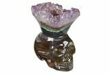 Polished Agate Skull with Amethyst Crown #181955-1